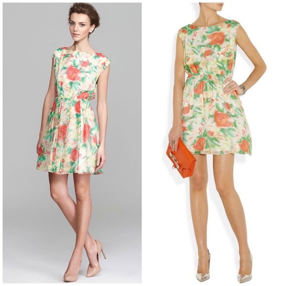 Alice + Olivia Dresses & Skirts - Alice + Olivia Silk Watercolor Floral Print Dress